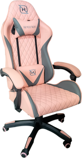 Silla Gamer Necnon Ngs-01 Foam Cojín Lumbar Y Cabecera Rosa con Gris Nbsg0130c4